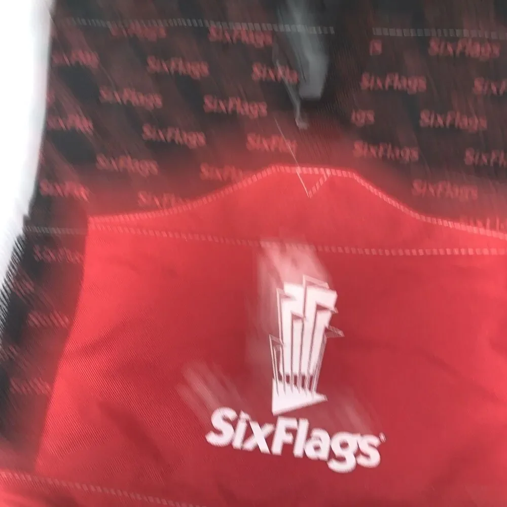 Vintage Six Flags Red & Black Tote Bag / Backpack Approximately 17